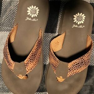 Yellow Box flip flops